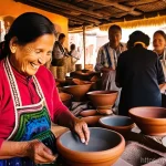 Home 16 볼리비아에서 마셔볼 전통 음료 - **Prompt:** A vibrant, sunlit scene inside a bustling traditional Bolivian 'chichería' or a lively o...